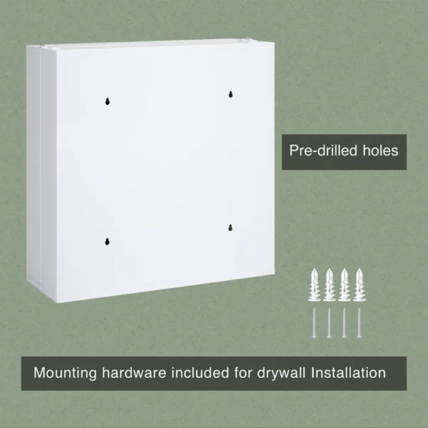 wall mount locked cabinet for medicine storage pre drilled holes with hardware ready for mounting
