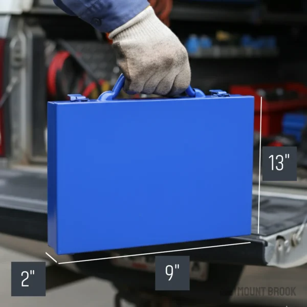 Heavy Duty Metal Tool Box 13" x 9" x 2" Small Parts Storage, by Mount Brook