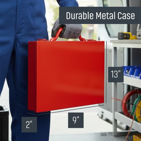 Heavy Duty Metal Tool Box 13" x 9" x 2" Steel Storage Container by Mount Brook