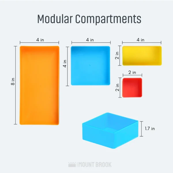 Plastic Modular Compartment Cups for Tool Box Size Chart_by Mount Brook