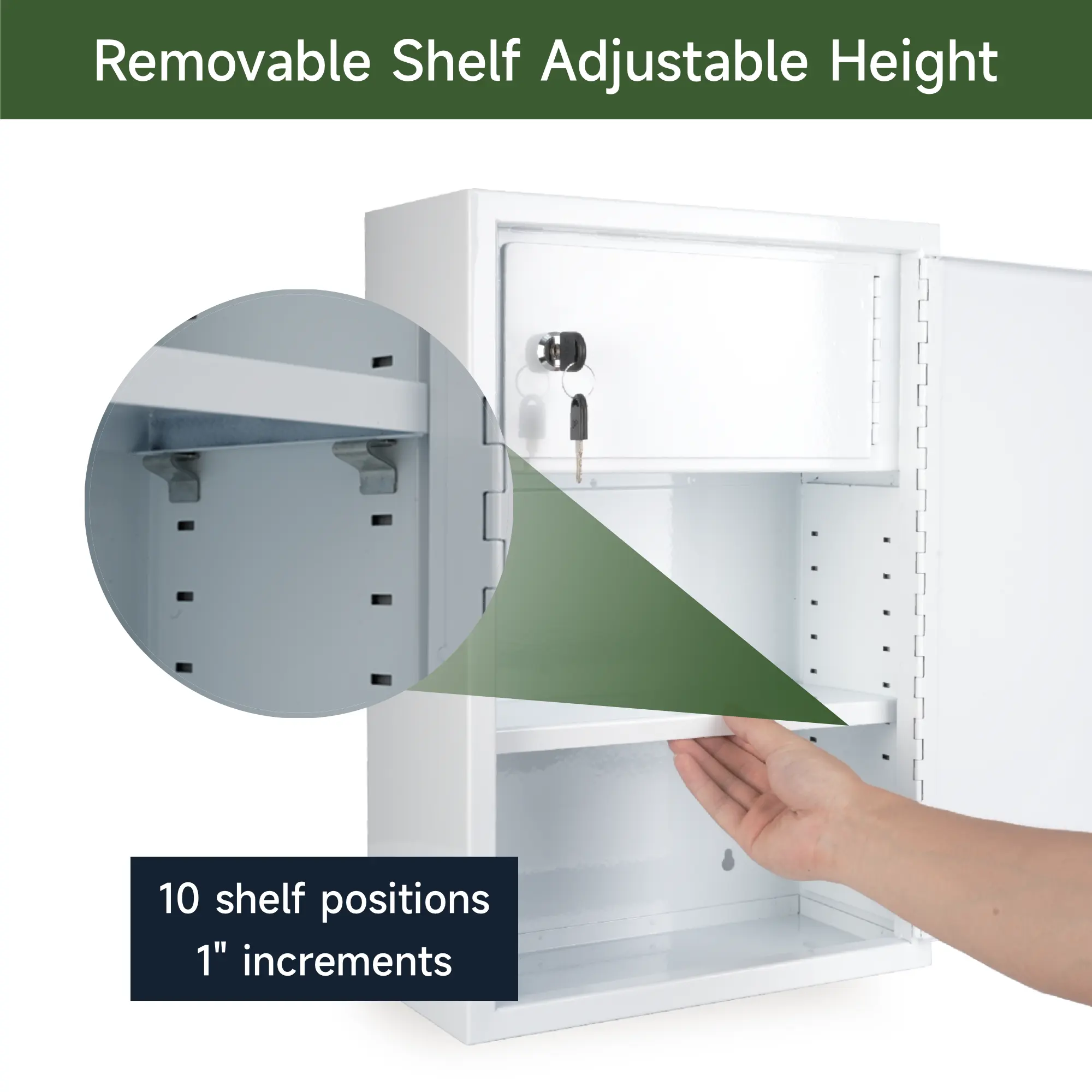 medium locking medicine cabinet with inner safe