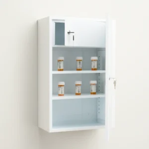 large locking medicine cabinet with inner safe